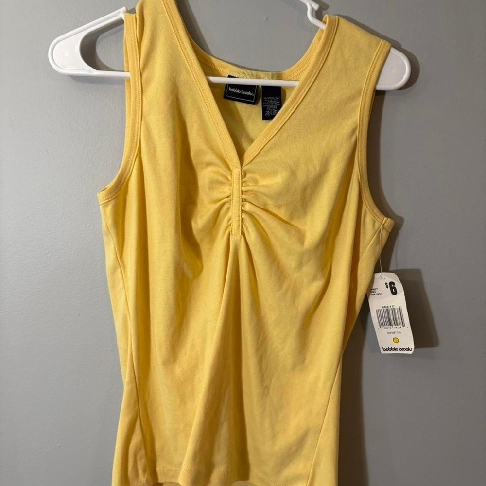 NWT 2000s y2k Bobbie Brooks Yellow Ruched V Neck Tank Top